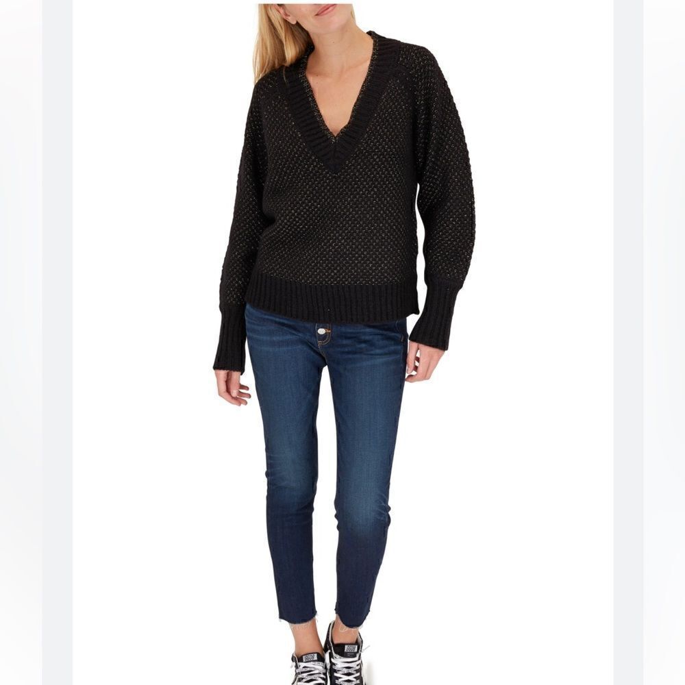 NWT Veronica Beard Mirnie Metallic V-Neck Sweater Relaxed Oversized XL - Picture 16 of 17